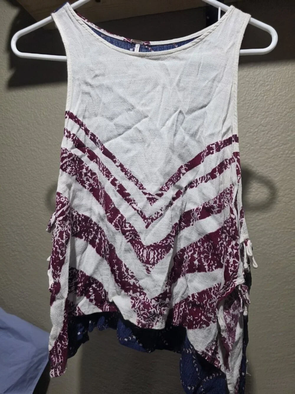 Free People Revolve Touch Of Love Tie Up Knot Sides Tank Top Blouse Womens M